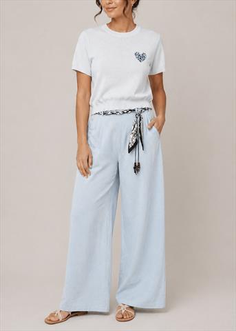 Feine Baumwollhose mit Gürtel
