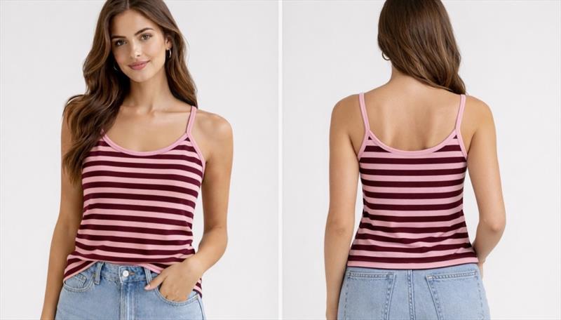 Damen Streifen Spagetti-Top