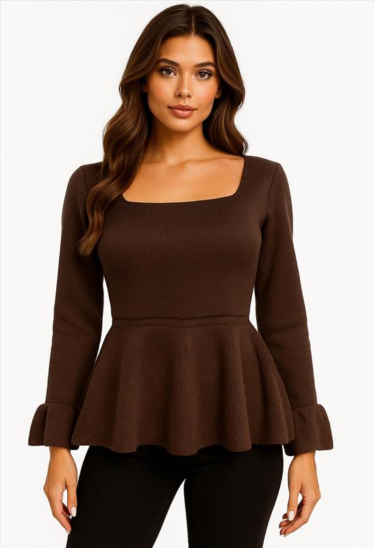 Eleganter Strickpullover mit Peplum-Schnitt