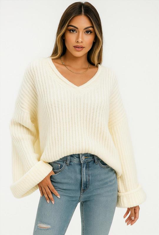 Damen V Neck Pullover