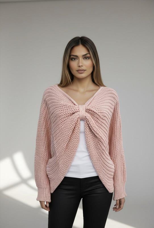 Strickpullover mit Schleifendetail-beidseitig tragbar