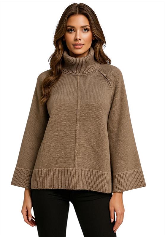 Rollkragen-Strickpullover mit weitem Schnitt