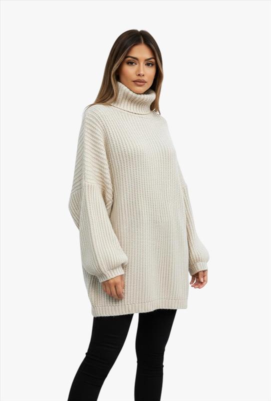 Oversize Rollkragen-Strickpullover
