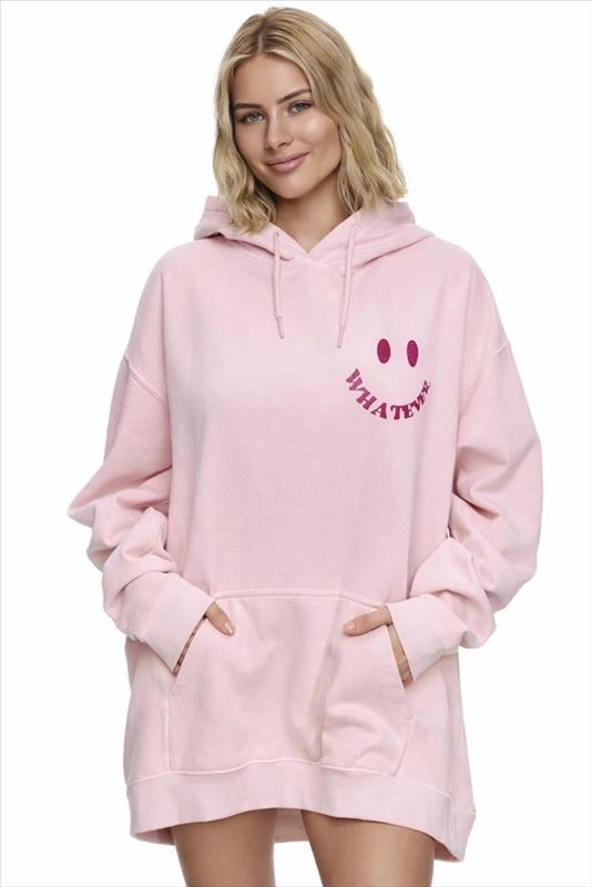 Oversize  Hoodie "WHATEVER" Smiley-Print
