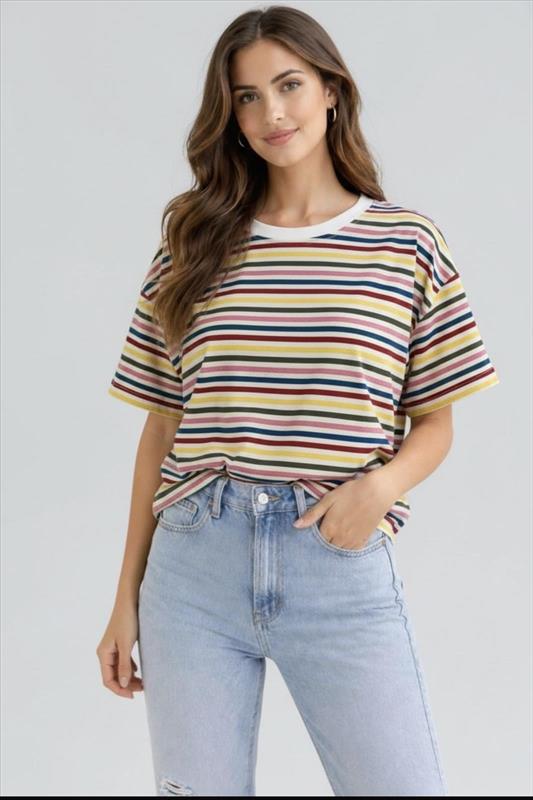 Damen Oversize Streifen T-Shirt