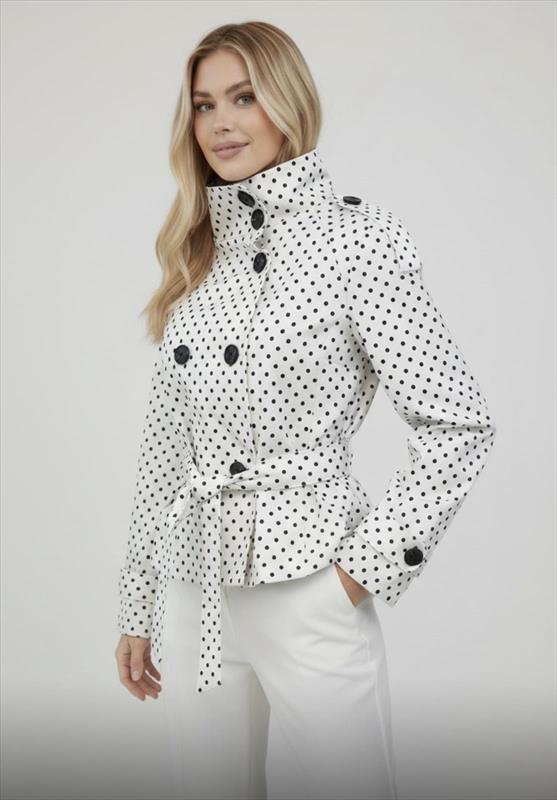 Elegants Damenjacke mit Polka-Dot Muster & Bindegürtel