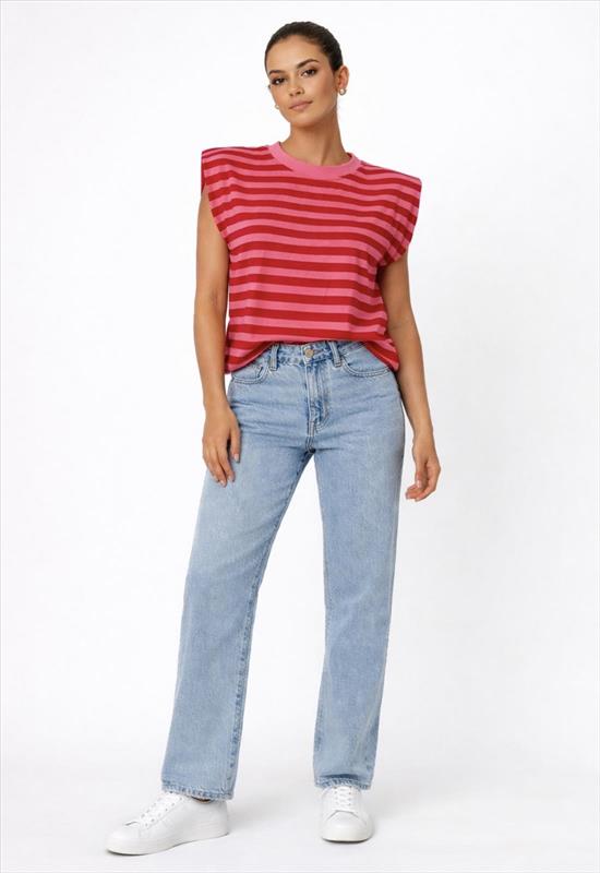 Damen Oversize T-Shirt mit Schulter-polstern-Streifen Design